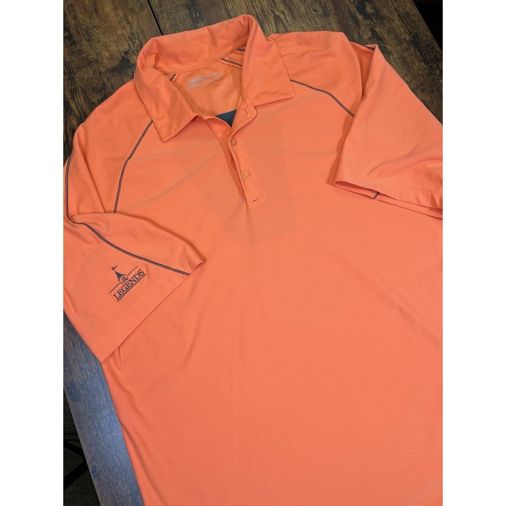 Nike Golf Fit Dry Dri Fit Polo Shirt Mens Medium Orange Long Sleeve The Legends